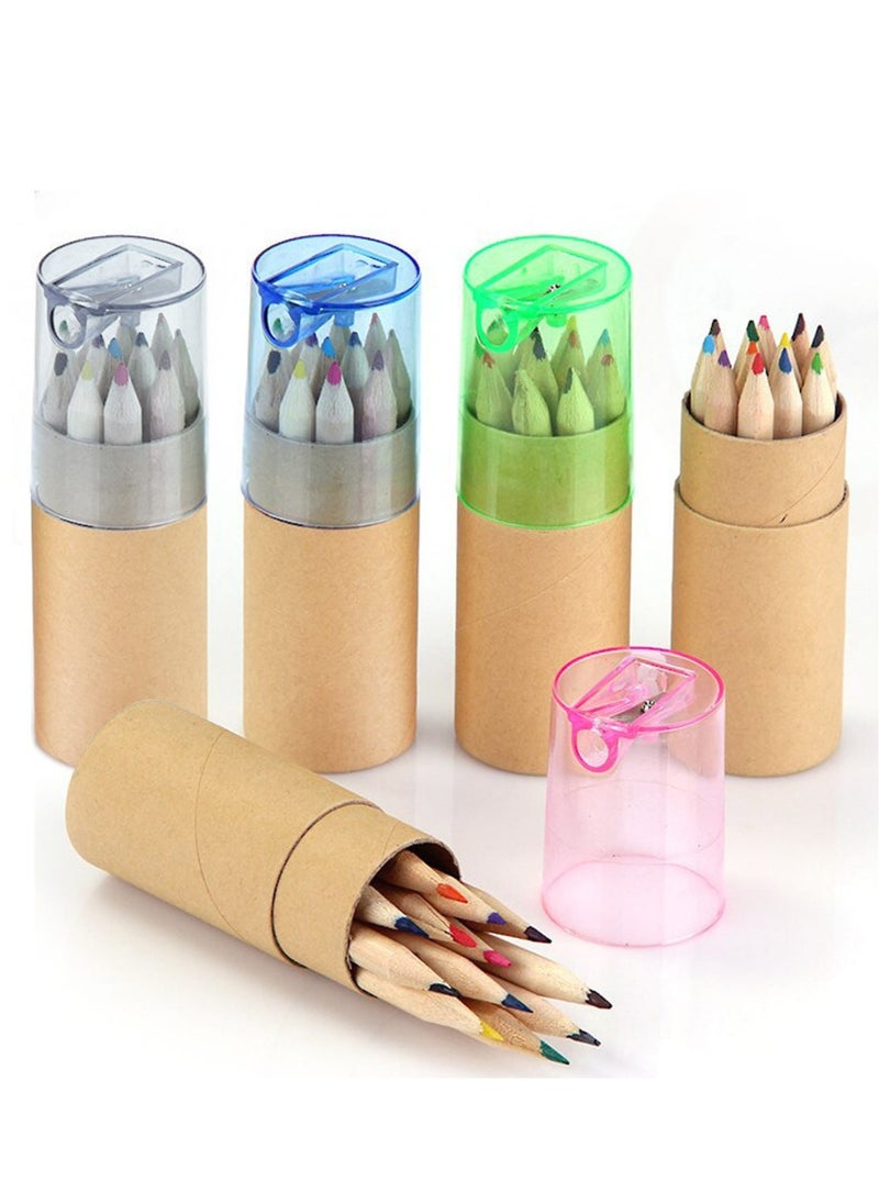 24 Piece Colored Pencils with Built-in Sharpener in Tube Cap, Vibrant Color Presharpened Pencils for School Kids Teachers, Soft Core Art Drawing for Coloring, Sketching, and Painting Assorted