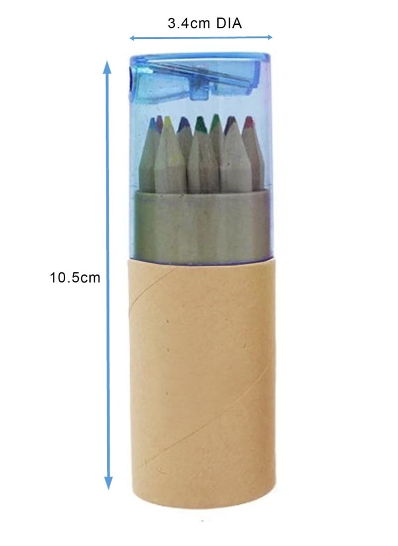24 Piece Colored Pencils with Built-in Sharpener in Tube Cap, Vibrant Color Presharpened Pencils for School Kids Teachers, Soft Core Art Drawing for Coloring, Sketching, and Painting Assorted