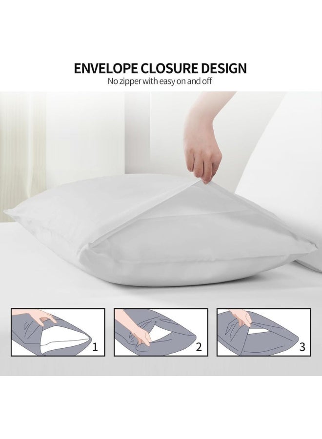Hotel Linen Klub عبوة من 4 أغطية وسائد قياسية - قطن فاخر 100% 250TC ساتين بتصميم أنيق بسيط، الحجم: 50 × 75 سم، أبيض نقي لمسة من الرقي في غرفة نومك - Image 4