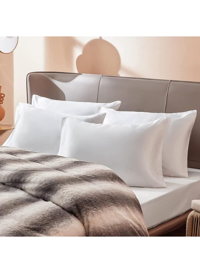 Hotel Linen Klub عبوة من 4 أغطية وسائد قياسية - قطن فاخر 100% 250TC ساتين بتصميم أنيق بسيط، الحجم: 50 × 75 سم، أبيض نقي لمسة من الرقي في غرفة نومك - Image 2
