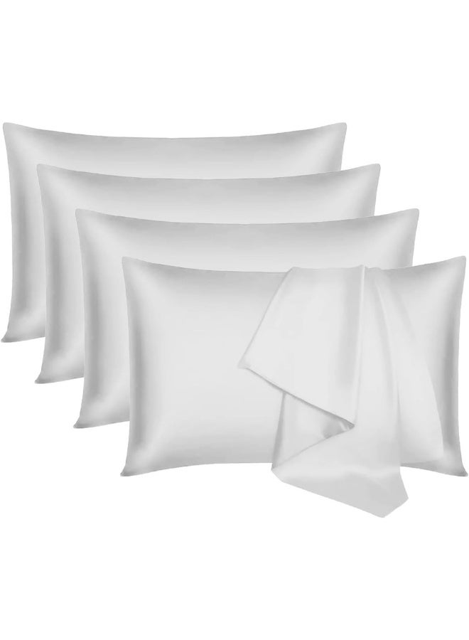 Hotel Linen Klub PACK of 4 Standard Pillowcases- Luxurious 100% Cotton 250TC Sateen with Elegant Solid Design, Size: 50 x 75 cm, Crisp White for a Touch of Sophistication in Your Bedroom