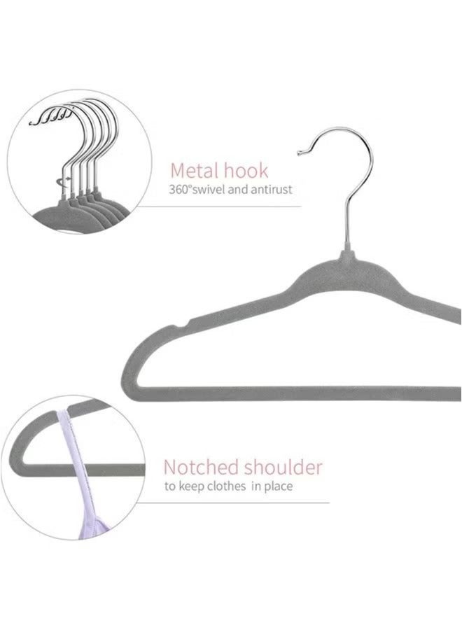 100 Pieces Of Non-slip Velvet Cloth Rack Set Grey  - Image 2