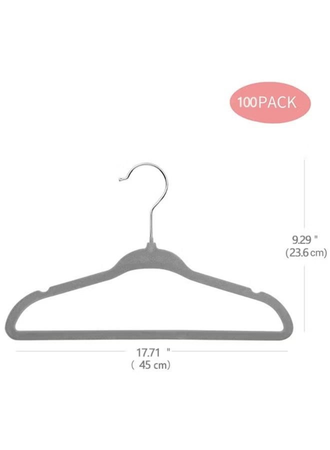 100 Pieces Of Non-slip Velvet Cloth Rack Set Grey  - Image 3