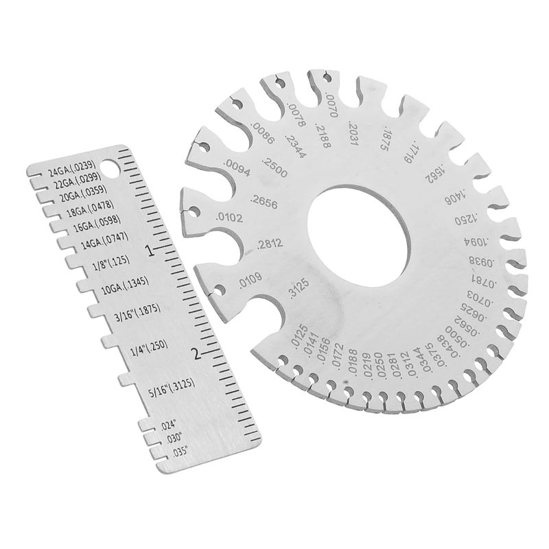 Stainless Steel Thickness Gauge 2pcs Dual Sided Wire Gauge for Welding Inspection - Image 2