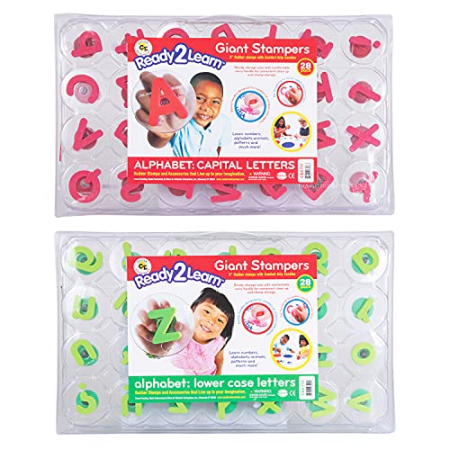 READY 2 LEARN Giant Stampers Alphabet Uppercase Lowercase Set of 56 Easy to Hold Foam Stamps for Kids Arts and Crafts Stamps for Displays Posters Signs and DIY Projects - Image 1