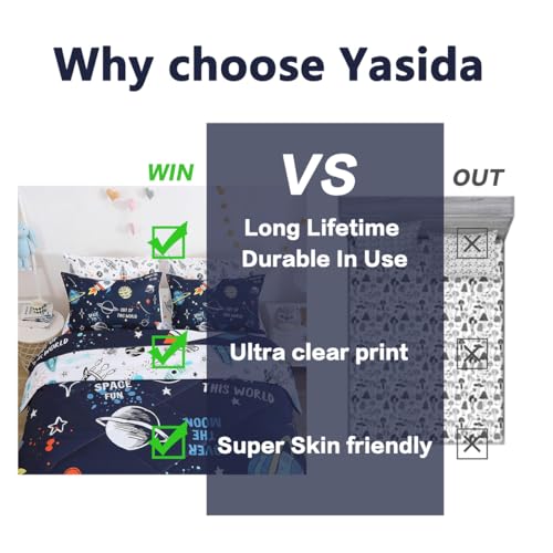 Yasida 7 Piece Planets Comforter Set for Boys and Girls, Comforters Full Size Bed in a Bag, Microfiber Kids Bedding for All Season (1 Comforter, 1 Flat Sheet, 1 Fitted Sheet, 4 Pillowcases) - Image 3