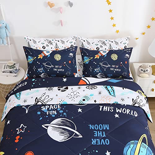 Yasida 7 Piece Planets Comforter Set for Boys and Girls, Comforters Full Size Bed in a Bag, Microfiber Kids Bedding for All Season (1 Comforter, 1 Flat Sheet, 1 Fitted Sheet, 4 Pillowcases) - Image 4