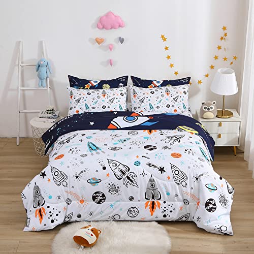 Yasida 7 Piece Planets Comforter Set for Boys and Girls, Comforters Full Size Bed in a Bag, Microfiber Kids Bedding for All Season (1 Comforter, 1 Flat Sheet, 1 Fitted Sheet, 4 Pillowcases) - Image 2