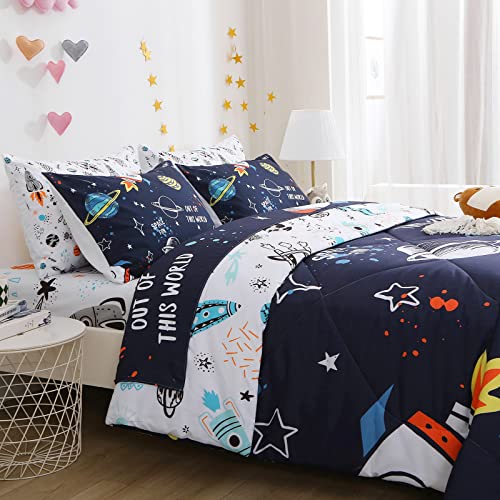 Yasida 7 Piece Planets Comforter Set for Boys and Girls, Comforters Full Size Bed in a Bag, Microfiber Kids Bedding for All Season (1 Comforter, 1 Flat Sheet, 1 Fitted Sheet, 4 Pillowcases) - Image 5