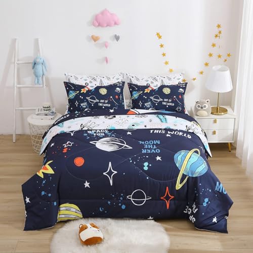 Yasida 7 Piece Planets Comforter Set for Boys and Girls, Comforters Full Size Bed in a Bag, Microfiber Kids Bedding for All Season (1 Comforter, 1 Flat Sheet, 1 Fitted Sheet, 4 Pillowcases) - Image 1