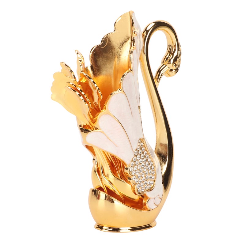 Swan Base Holder Innovative Gold Smoother Edges Coffee Dinnerware Set with Forks Spoons for Bistros Bars Parties Golden White Spoons - Image 4
