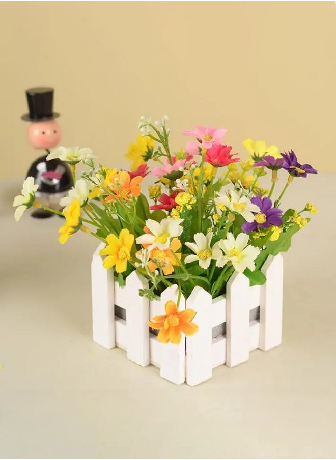 HOME TASTE Hometaste Wooden Window Box Garden Planter Trough Flowers Basket For Succulents Plants Herbs Vegetable Indoor Outdoor Balcony Use - Artificial Wood Container Rustic Fence Planter (White) 