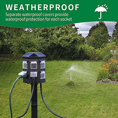 TiFFCOFiO Outdoor Power Strip Timer, Dusk to Dawn Light Sensor Countdown, 6 Feet Extension Cord Waterproof, 6 Grounded Outlets for Halloween and Christmas Decorations, ETL Listed (6 FT) - Image 4