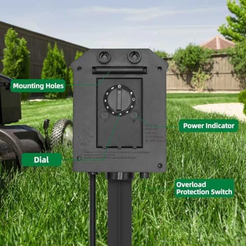 TiFFCOFiO Outdoor Power Strip Timer, Dusk to Dawn Light Sensor Countdown, 6 Feet Extension Cord Waterproof, 6 Grounded Outlets for Halloween and Christmas Decorations, ETL Listed (6 FT) - Image 2
