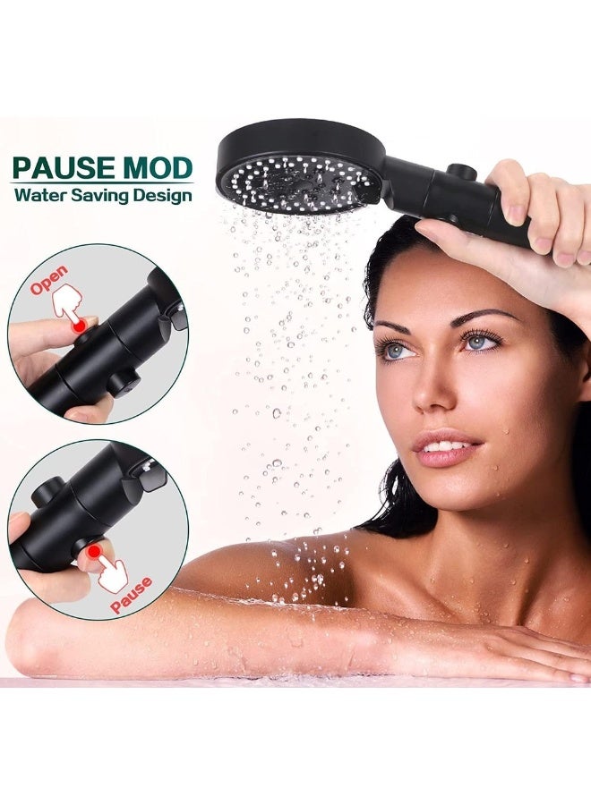 High Pressure Shower Heads 5-Speed Adjustment Hand Held Shower Head With Hose One-Touch Switch Bathroom Shower Nozzle-Easy To Install Filtered Booster Hand Shower (Black) - Image 3
