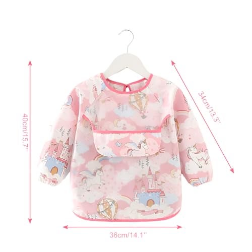 TONY STARK Waterproof Washable Full Sleeves Apron Feeding Bibs with Super Absorbent, Soft, Comfortable & Lightweight for Infants & Baby Toddlers 6+ Months (Whimsical Wonder) - Image 2