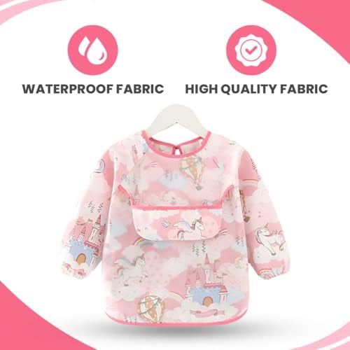 TONY STARK Waterproof Washable Full Sleeves Apron Feeding Bibs with Super Absorbent, Soft, Comfortable & Lightweight for Infants & Baby Toddlers 6+ Months (Whimsical Wonder) - Image 3