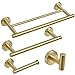 BESy Modern 4 Piece Bathroom Accessories Set (Double Towel Bar, Toilet Paper Holder,Towel Hooks,Single Towel Bar), Wall - Image 2