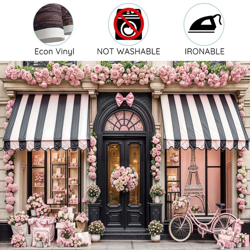 Wathon Spring Floral Boutique Shop Backdrop Romantic Photo Backdrop Pink Girl Woman Party Decorations Banner Birthday Photo Background Booth Studio Video Props 7X5FT - Image 3