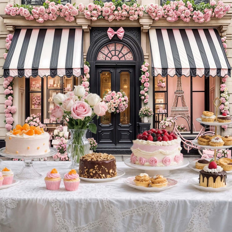 Wathon Spring Floral Boutique Shop Backdrop Romantic Photo Backdrop Pink Girl Woman Party Decorations Banner Birthday Photo Background Booth Studio Video Props 7X5FT - Image 5