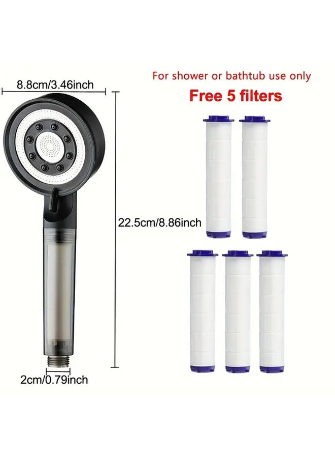 Black High Pressure Shower Head with 5 Filters for RV Camping Bathroom - Image 3