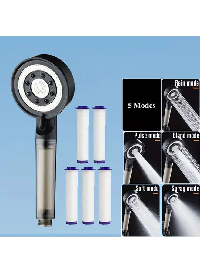 Black High Pressure Shower Head with 5 Filters for RV Camping Bathroom - Image 1