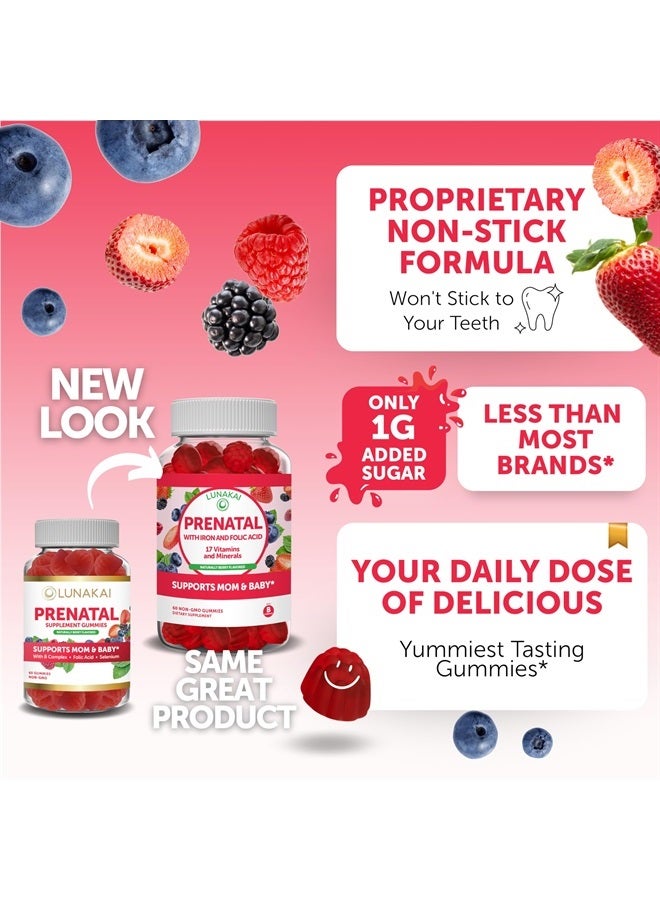 LUNAKAI Prenatal and Biotin Gummies Bundle - Pregnancy Multivitamin Gummy with Iron & Folic Acid - Hair Skin and Nails Growth Supplement with Vitamin C and E - 30 Days Supply  - Image 3