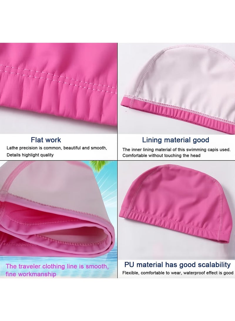 JUE-FISH Swim Cap Soft Comfortable Waterproof Swimming Caps Bathing Cap High Elasticity Universal PU Bathing Cap for Adults Children's Kids Black/Pink - Image 5