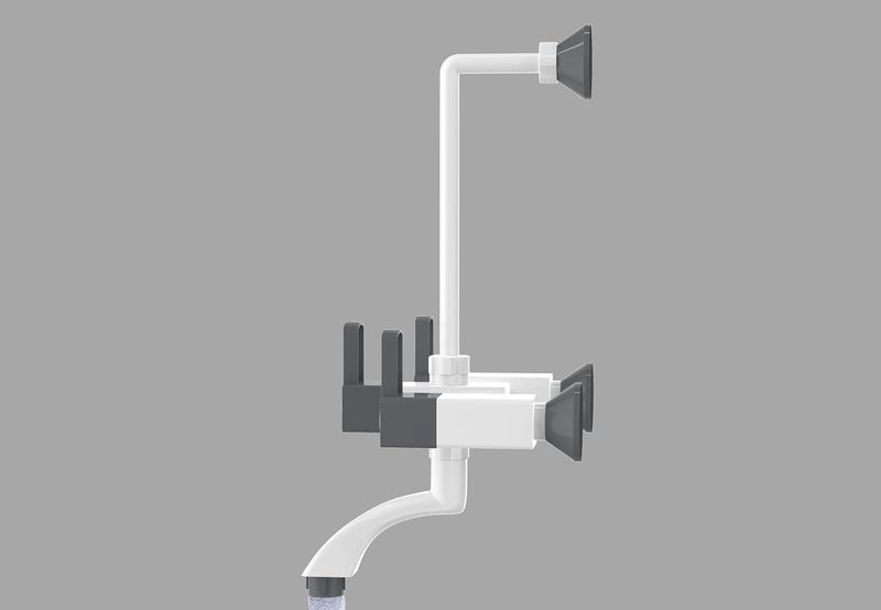 Well Set خلاط حائط وول سيت مع توفير لدش علوي وأنبوب انحناء طويل رمادي - Image 2