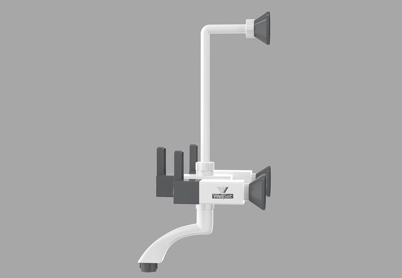 Well Set خلاط حائط وول سيت مع توفير لدش علوي وأنبوب انحناء طويل رمادي - Image 5