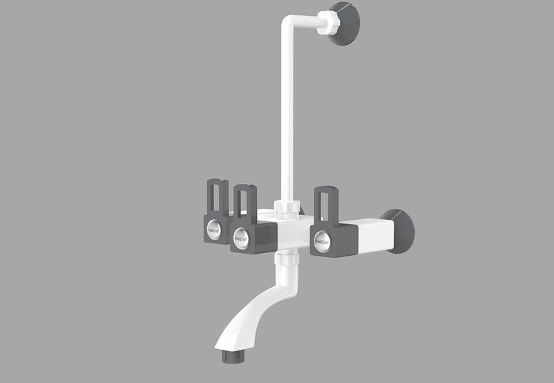 Well Set خلاط حائط وول سيت مع توفير لدش علوي وأنبوب انحناء طويل رمادي - Image 3