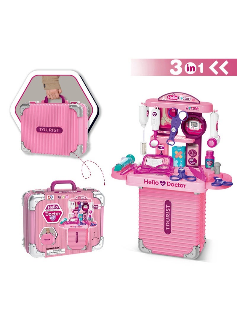 مجموعة أدوات لعب الطبيب للأطفال مع حقيبة قابلة للطي، ملحقات طبية مضغوطة للعب التظاهري | لعبة للأطفال من سن 3 سنوات فما فوق.