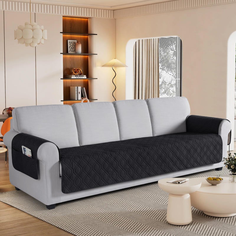VANSOFY Couch Cover  Waterproof Sofa Covers Couch Washable Slipcover Furniture Protector Non-Slip Couch Cover for Dogs  Pets(Oversized Sofa  Black) - Image 2