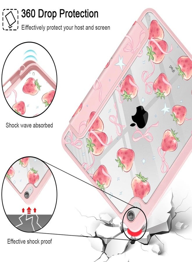May Chen for iPad (A16) 11th Generation Case 11 Inch 2025, iPad 10th Gen Case 2022 10.9 inch, Built-in Pencil Holder with Shockproof Cover Clear Transparent Back Shell Auto Wake/Sleep, Bow Strawberry - Image 5