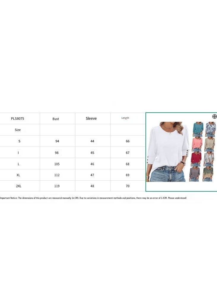 general WIHOLL 3/4 Length Sleeve Womens Tops V Neck Casual Tunic Tops Basic Shirts Loose Fit Blouse - Image 2