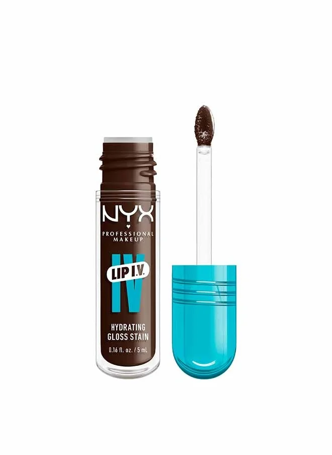 NYX PROFESSIONAL MAKEUP NYX Professional Makeup Lip IV Hydrating Gloss Stain, Lip Gloss, Up to 12HR Hydration, High Pigment, Wet Shine Finish, Espresso Soak