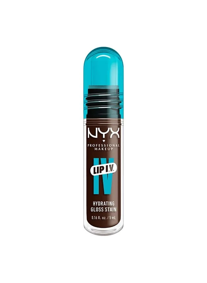 NYX PROFESSIONAL MAKEUP NYX Professional Makeup Lip IV Hydrating Gloss Stain, Lip Gloss, Up to 12HR Hydration, High Pigment, Wet Shine Finish, Espresso Soak