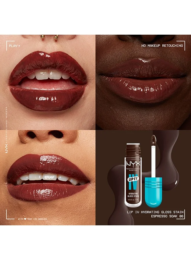 NYX PROFESSIONAL MAKEUP Lip IV Hydrating Gloss Stain – Espresso Soak