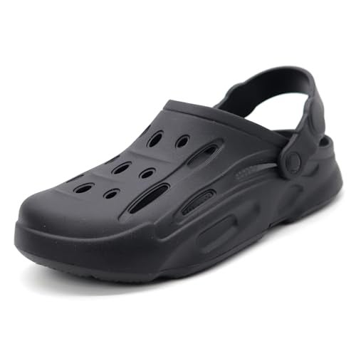 SVAAR Men Premium Comfortable Clogs || Effortless All-Day Ease with Supportive Back Strap Sandals Black,7 UK - Image 1