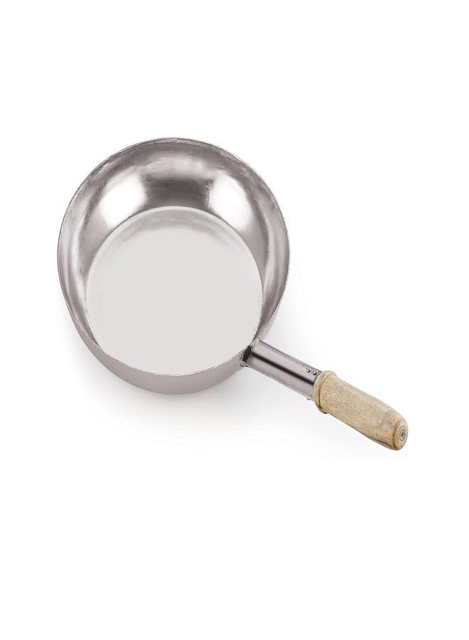 SAIFPRO Mild Steel Indian Fry Pan with Wooden Handle (9 Inch Type A)