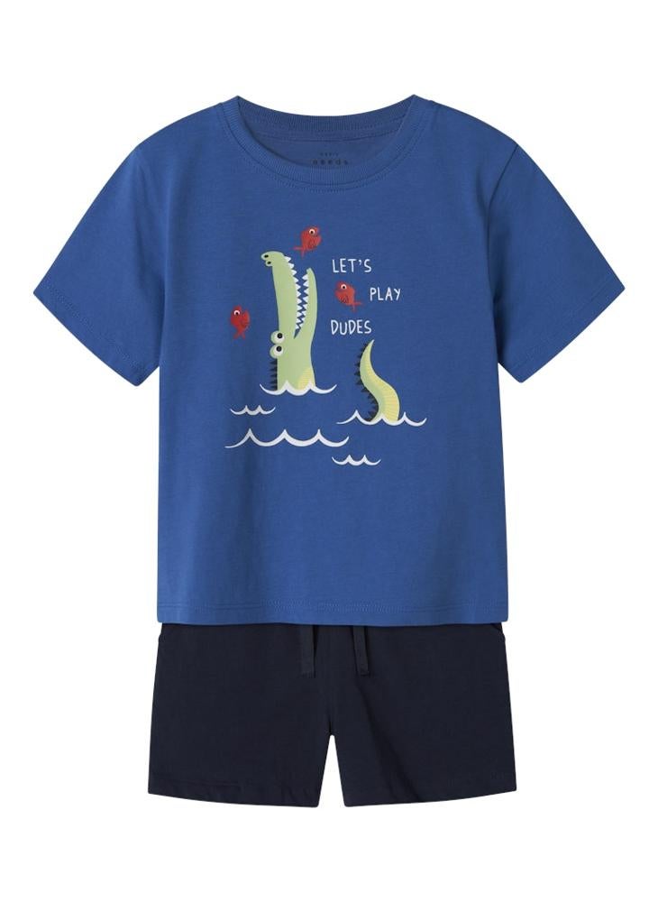 نيم ات - Kids Graphic Crew Neck T-Shirt And Short Set - Image 1