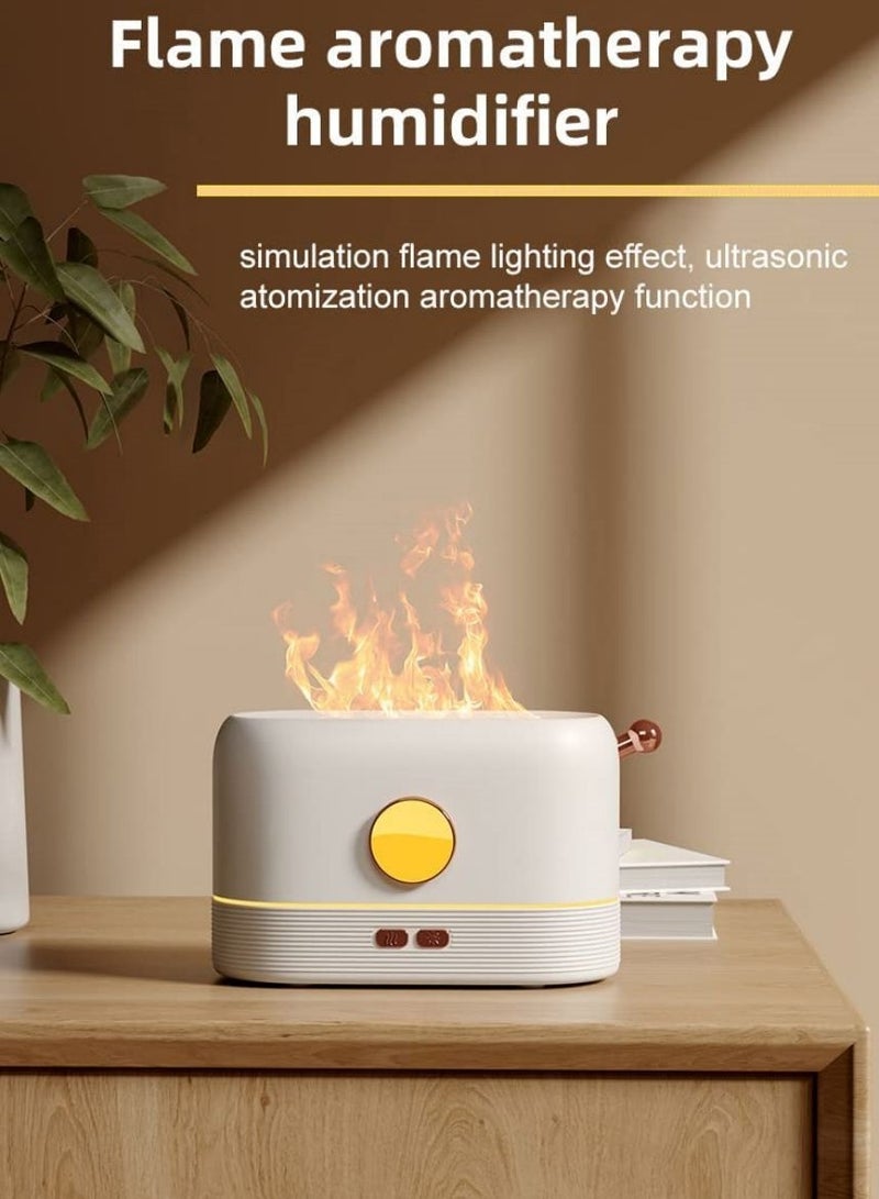 SYOSI Flame Humidifier | Flame Essential Oil Diffuser with Smart Shut Off, 3D Flame Cool Mist Yoga SPA Perfect for Home Bedroom Office and Gifting for Friends and Family  200ml Ultrasonic Aroma | White - Image 2