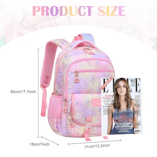 PALAYÂ® School Bag for Girls Multi Compartment Kids Backpack Rucksack for Primary School Cartoon Backpack for Kids Girls 8-10 Years Old - Image 2