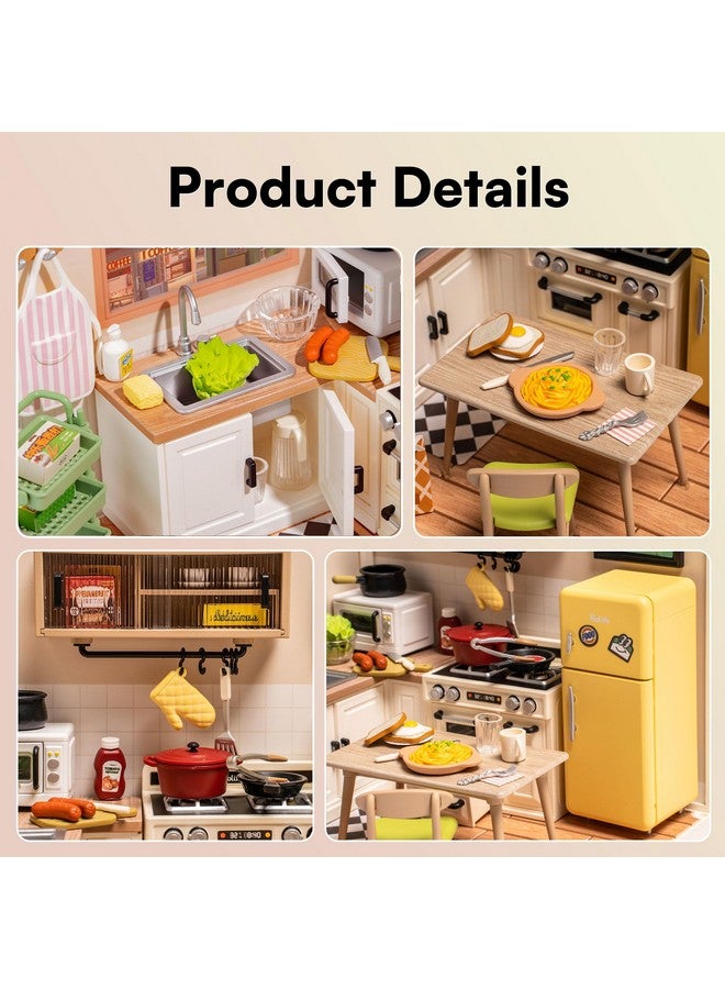 Rolife Rolife DIY Miniature Plastic House Building Set Toys Playset with LED Suitable for Mini Figures Construction Toys Diorama Kit Gifts for Teens Adults (Happy Meals Kitchen) - Image 3