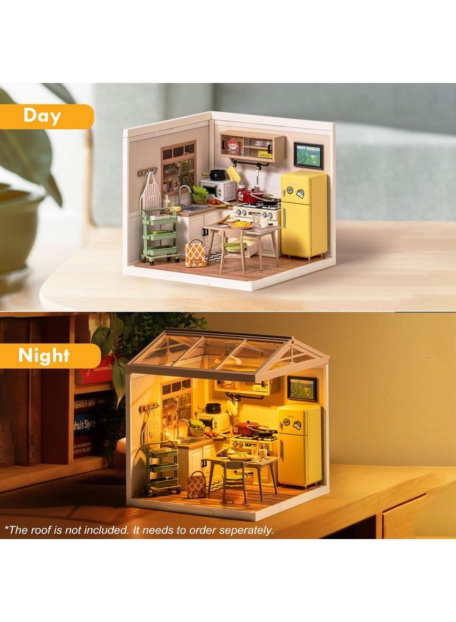 Rolife Rolife DIY Miniature Plastic House Building Set Toys Playset with LED Suitable for Mini Figures Construction Toys Diorama Kit Gifts for Teens Adults (Happy Meals Kitchen) - Image 2