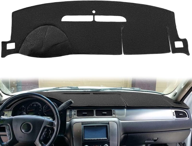 Dash Cover Dashboard Cover Mat Pad Fit for Chevy Chevrolet Tahoe 20072014GMC Yukon 20072014Chevy Avalanche Silverado 1500 LTZ 2007 2008 2009 2010 2011 2012 2013 Black Y24