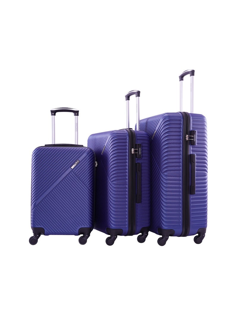 PARAJOHN ABS Material 3-Piece Hardsided Luggage Set | 4-Wheel Spinner Trolley | Small (10kg), Medium (20kg), Large (30kg)navy - Image 1