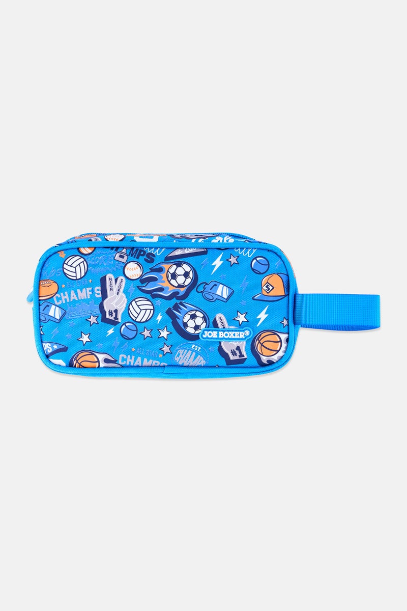 Joe Boxer Kids Boy Allover Print Pencil Pouch, Blue - Image 1