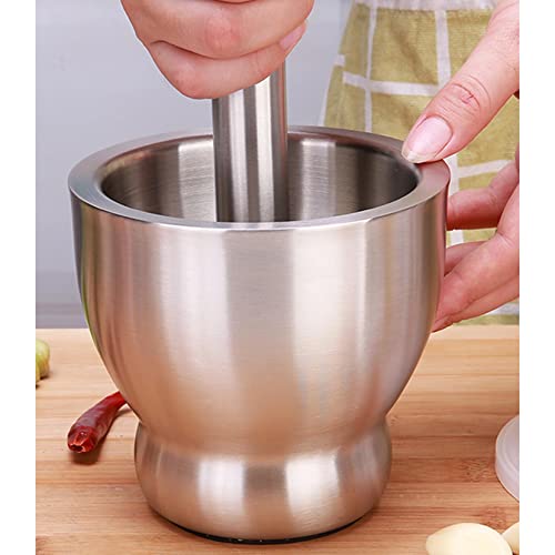 Ketumal Mortar And Pestle Sets, 18/8 Steel Mortar And Pestle Bowl Pill Crusher With Lid For Crushing Grinding Mixing & Bpa Free Molcajete Bowl | Stainless Steel Spice Grinder, Kitchen tools - Image 2