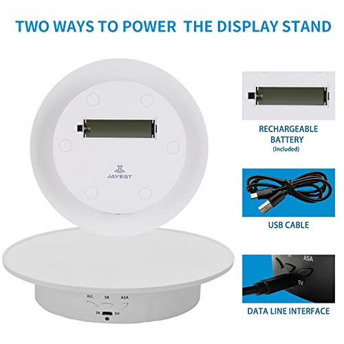 JAYEGT Motorized Rotating Display Stand, 7.87inch /17.6lbs Load, 360 Degree Electric Rotating Turntable for Photography Products, Jewelry, 3D Model ,with 5 Colors Backgrounds -- White - Image 2